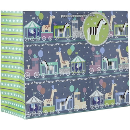 Jillson & Roberts Large Gift Bags, Baby Train (120 Pcs)