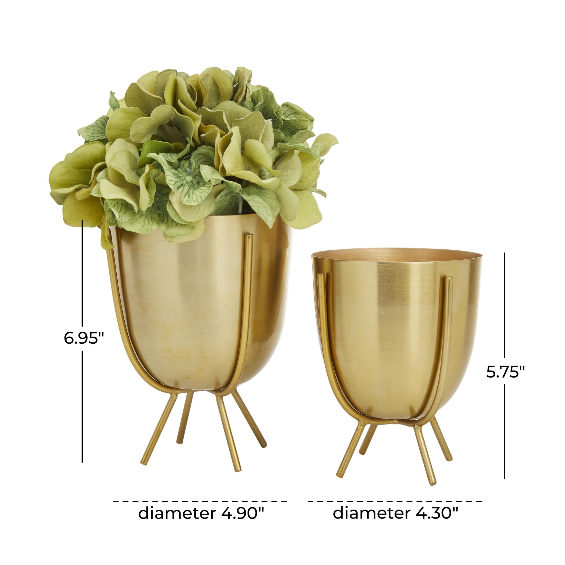 CosmoLiving by Cosmopolitan 6", 7"H Small Gold Metal Planter with Removable Stand (2 Count)