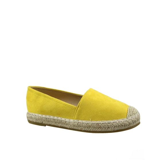 Expo-17 Women's Comfort Espadrille Slip On Round Toe Flat Shoes ( Yellow, 7 )