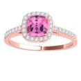 thumbnail image 2 of Mauli Jewels 1.15 CT Natural Pink Topaz & Diamond Ring in 10K Rose White & Yellow Gold | Cushion Cut Center Stone | Prong Set Bridal Ring for Women, 2 of 7