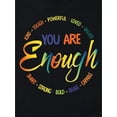 thumbnail image 4 of T-Shirt Femme Imprimé Lettre Colorée Chic - Col Rond Décontracté, Manches Courtes, Polyester Respirant, Lavable en Machine - Parfait pour Printemps/été/automne, Noir, Fête des Pères, Fête des Mères, 4 of 7
