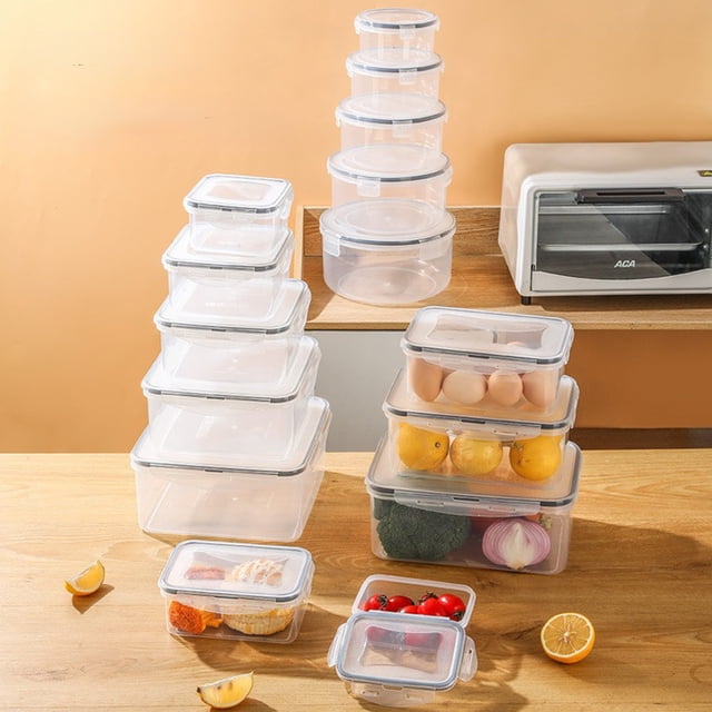 Large Capacity Plastic Storage Box Set, Sealed Food and Fruit Preservation Containers, Five Piece Set, Stackable + Durable, Household Organization, Kitchen Use, Food Storage Solutions