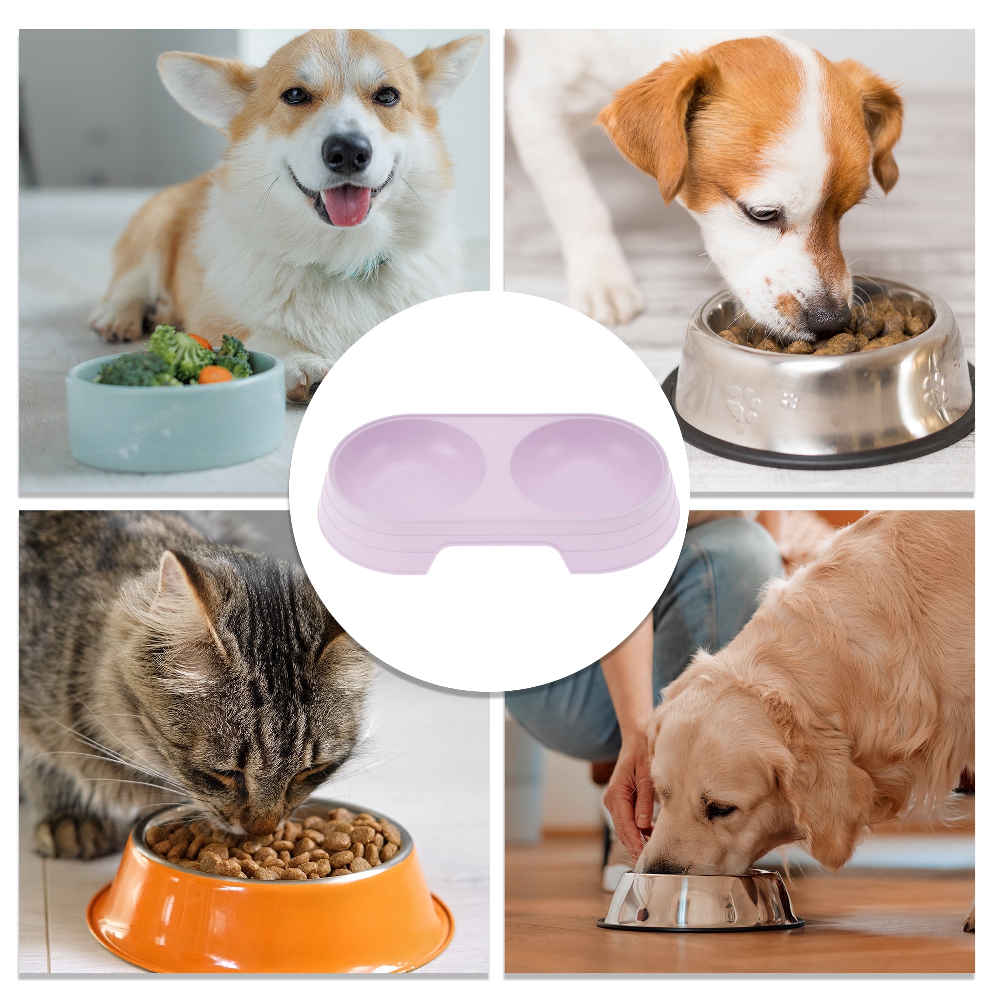 Unique Bargains 1 Pc Portable Dog Bowl for Indoor Outdoor Camping Purple