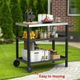 thumbnail image 6 of Portable Outdoor Grill Table with HDPE Legs，Grill Cart with Stainless Steel Top&3-Shelf Storage for BBQ Prep Table，A Long-lasting Dining Cart Suitable for Outdoor&Indoor Use Black, 6 of 7