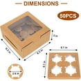 thumbnail image 2 of 50 PCS Cookie Boxes with Window, 6x6x3 Inch Cupcake Boxes, Brown Bakery Containers for Pastry, Dessert, Chocolate Strawberries, Treat Boxes with Stickers & Jute Twine, 2 of 9