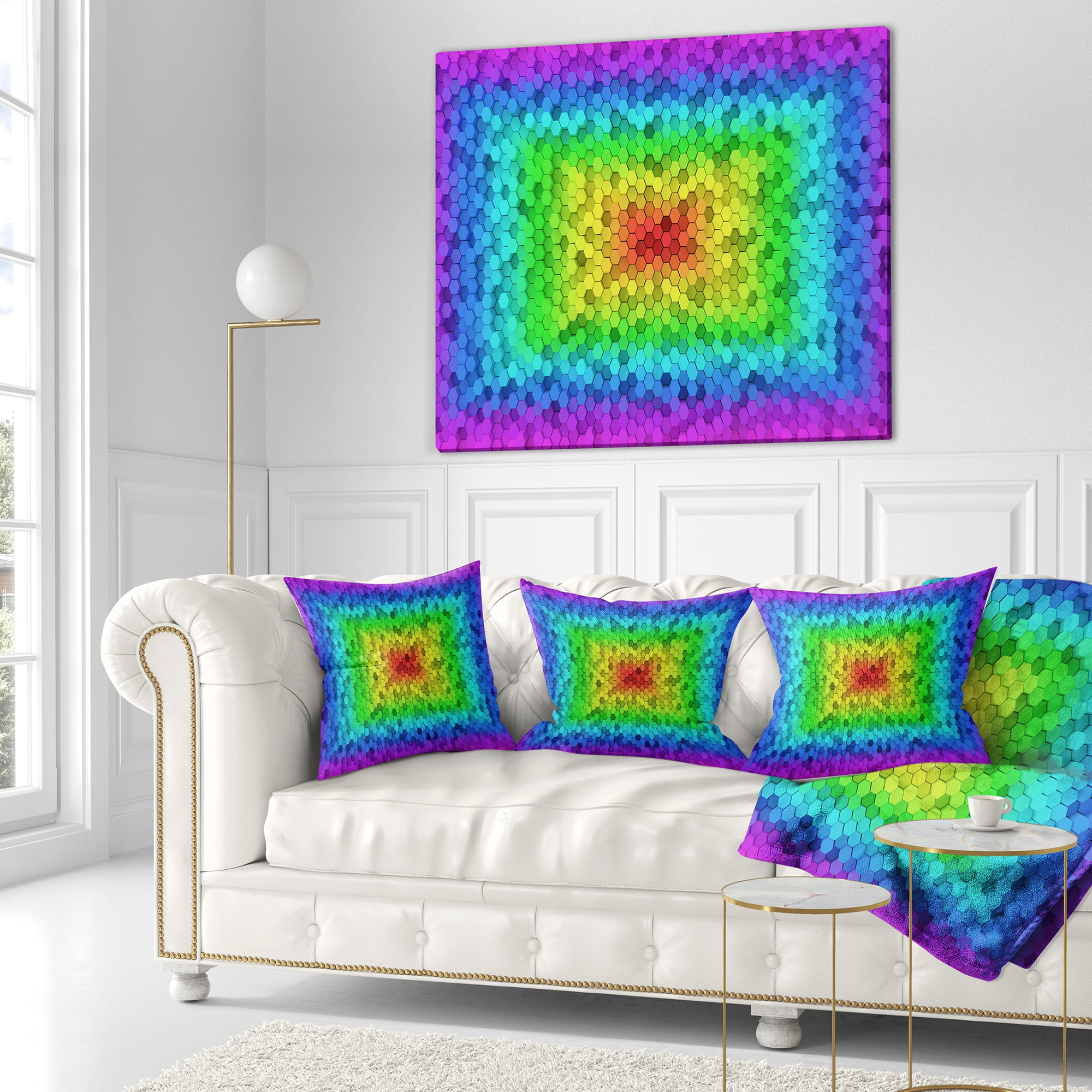 Designart Random Elevated Hexagon Columns - Abstract Throw Pillow - 18x18