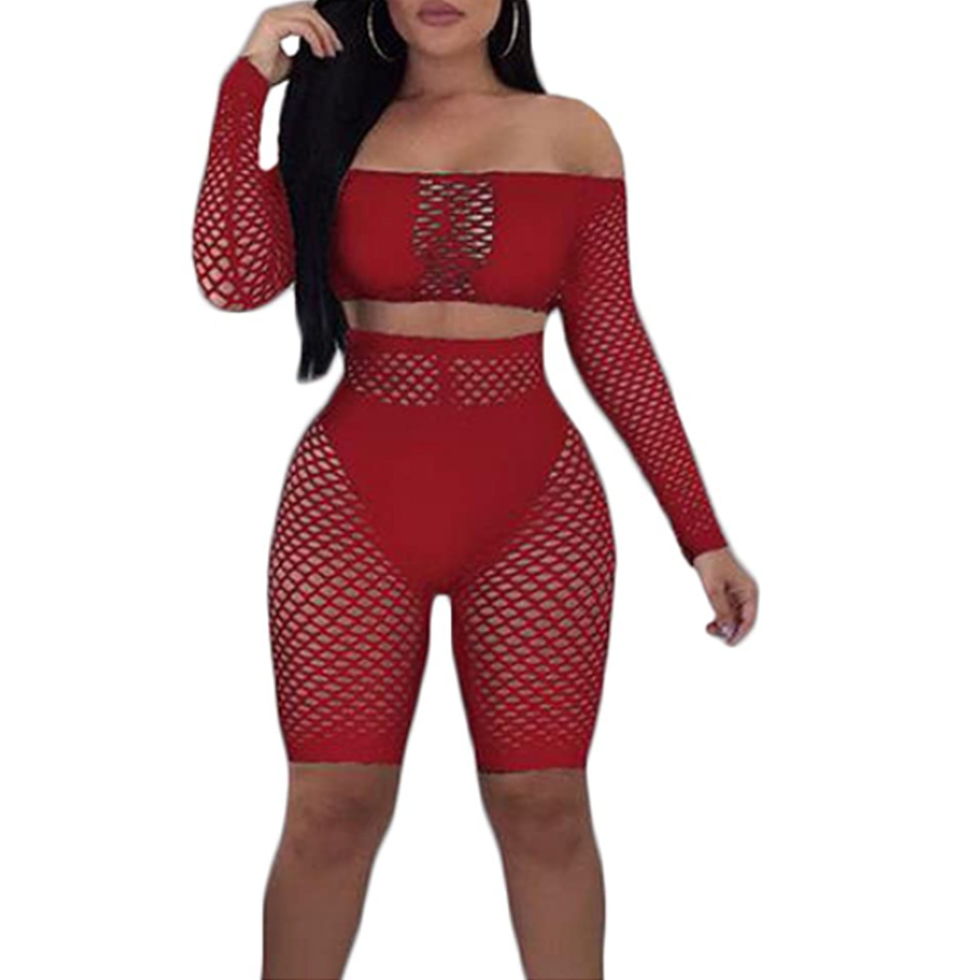 One Size Fits Most Womens Daring Fishnet Romper 