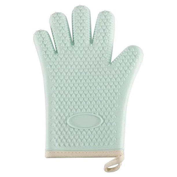 Ounissouiy 1 pieza de guante de horno de silicona resistente al calor manopla de microondas para el hogar a prueba de suciedad barbacoa cómoda Cocina y Comedor Verde claro