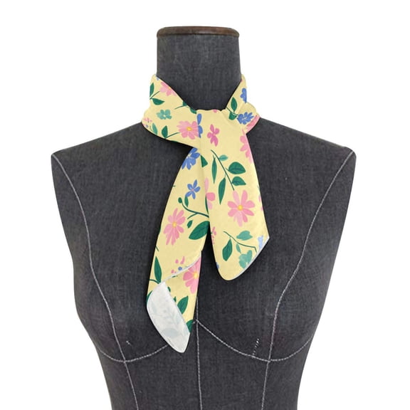 Square Scarf 24x24 Inch Spring Meadow Floral Print Silky Satin Sun Protection Neck Scarf for Women Multi-Purpose Head Wrap Bandana for Hair Bag Decoration