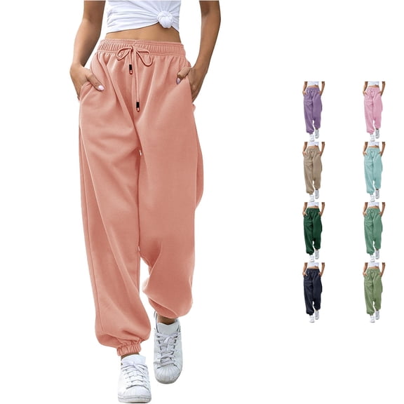 NinXxx Women's Sweatpants Drawstring Jogger Pants Casual Loose Elastic Waist with PocketsOrange XXL