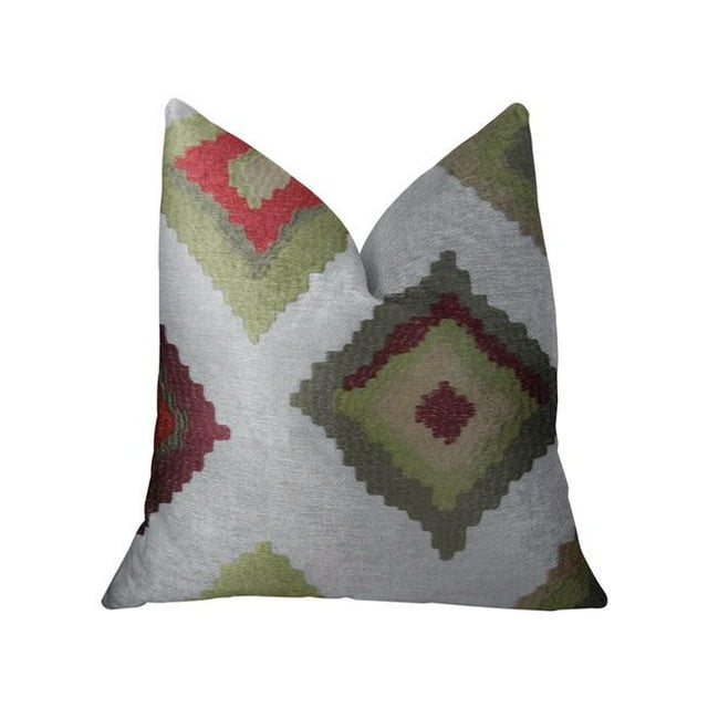 Plutus PBRAZ161-2026-DP Croûte de Terre Blanc Vert et Rouge Oreiller de Luxe Fait Main&44; 20 x 26 Po Standard