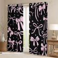 thumbnail image 2 of Feelyou Stars Bowknot Black Out Curtains, Black Pink Curtains Pack of 2 (42x63 Each), 2 of 6