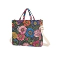 thumbnail image 7 of FORMRS Womens Corduroy Tote Bag Crossbody Shoulder Handbag with Pocket, Vibrant Blooming Flowers, 7 of 7