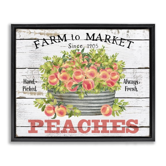 Stupell Industries Rustic Lodge Farm To Market Peaches Black Floating Frame Canvas Art, 21 x 17, by Creatif Belle
