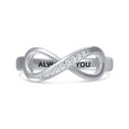 thumbnail image 2 of AFFY Infinity Promise Ring for Women | Round White Natural Diamond "Always Love You " Stackable Wedding Bands Ring | 14K White Gold Over Sterling Silver Jewelry Gifts For Her (0.05Cttw)-6, 2 of 4