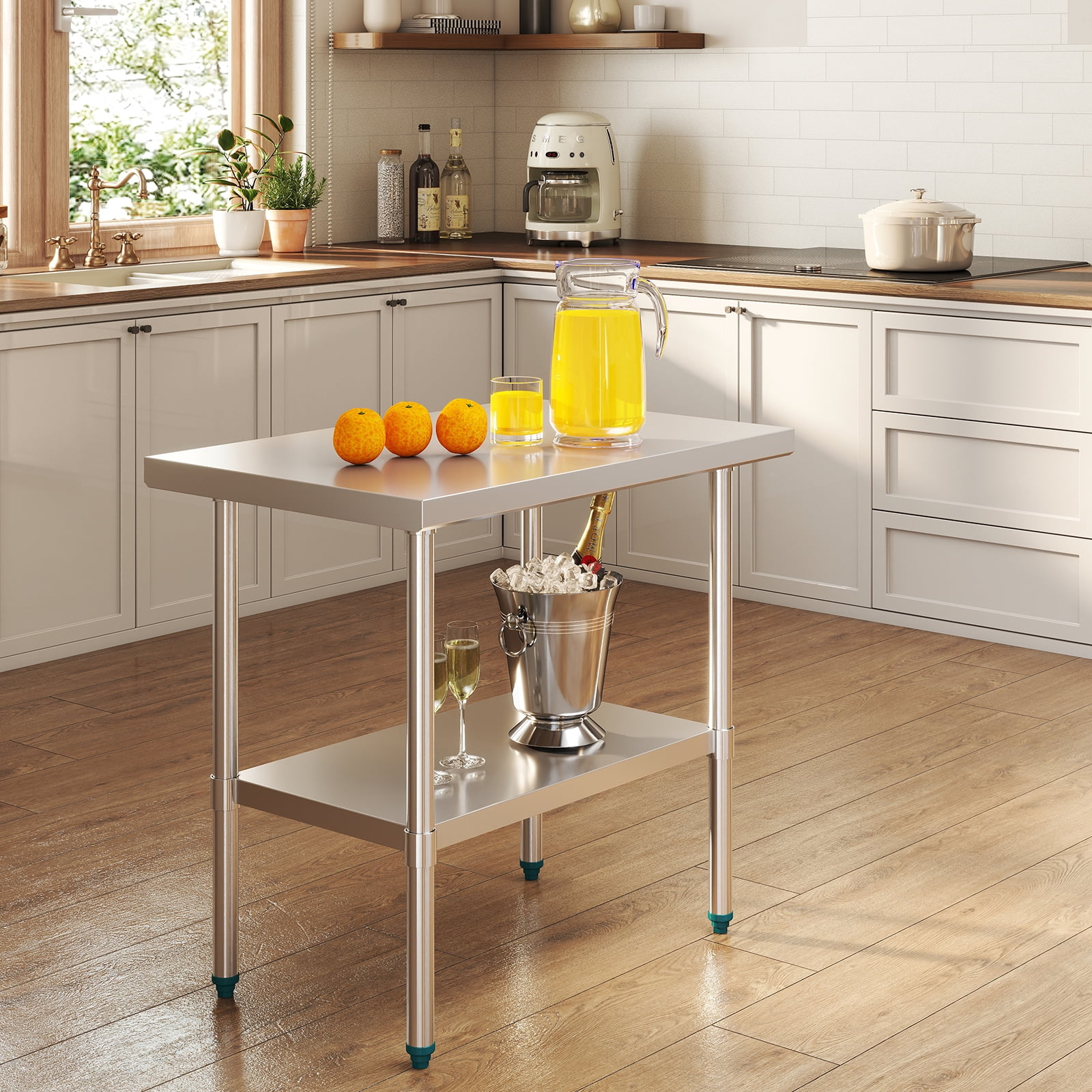 NUUK Stainless Steel Work Table, 24 X 36 Inch Commercial Kitchen Food Prep Table, with Adjustable Undershelf, Utility Metal Countertop Work for Restaurant Home and Hotel
