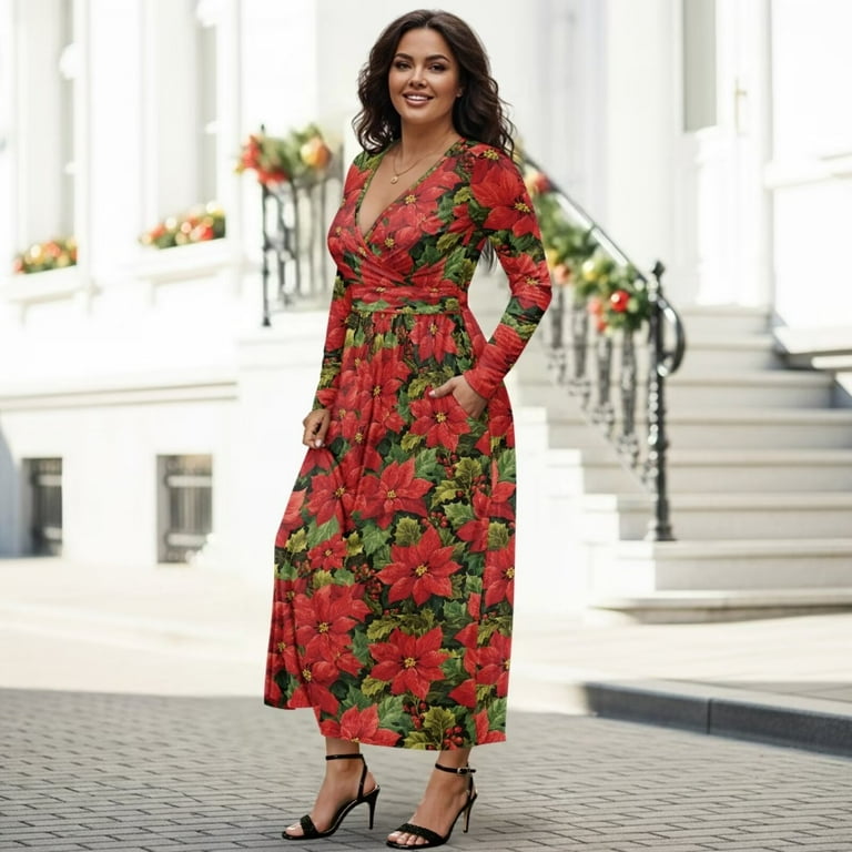 chinese dress ladies TACSTRUN Women's Plus Size Christmas Maxi Dresses Long Sleeves Lapel Lace  Up Plaid Curved Hem Fall Winter Dress,Brass,M at Amazon Women's Clothing  store