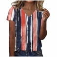 thumbnail image 3 of AUNVITO Women's Casual V-Neck T-Shirt Short Sleeve with All-Over Print Lightweight and Stretchy for Trendy Casual Style, 3 of 5