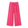 thumbnail image 5 of Womens Polka Dot Pants High Waist Pleated Wide Leg Summer Casual Flowy Lounge Trousers with Pockets for Travel,Hot Pink,M, 5 of 6
