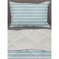 thumbnail image 3 of Grunge Comforter & Sham Bedding Set, Horizontally Striped Pattern with Brushstrokes Grunge and Weathered Look, 3 pcs Duvet Set Microfiber Filling Quilt, 5 Sizes, Pale Blue Off White, by Ambesonne, 3 of 4