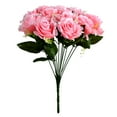 thumbnail image 1 of Ramo de flores de rosas artificiales de 12 cabezas, decoración floral de simulación, ramo de flores falsas para bodas, color rosa Speravity HA7624-02B, 1 of 6
