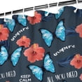 thumbnail image 4 of Romantic Tropical Floral and Butterfly Shower Curtain 72x84 Inches, Bright Botanical Look with Hooks, 4 of 5