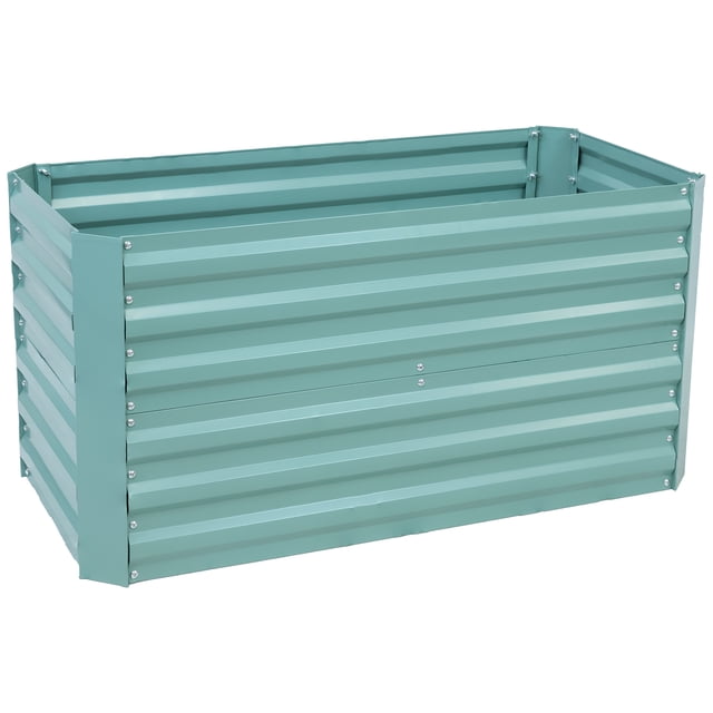 Sunnydaze Galvanized Rectangle Raised Garden Bed - 4' x 2' x 2' - Green