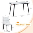 thumbnail image 5 of Hi loPres 5-Piece Dining Set for Apartments, 47" White Faux Marble Table with 4 Shell-Back White PU Chairs, 1.3" Thick Top and Stable Black Metal Legs, 5 of 10