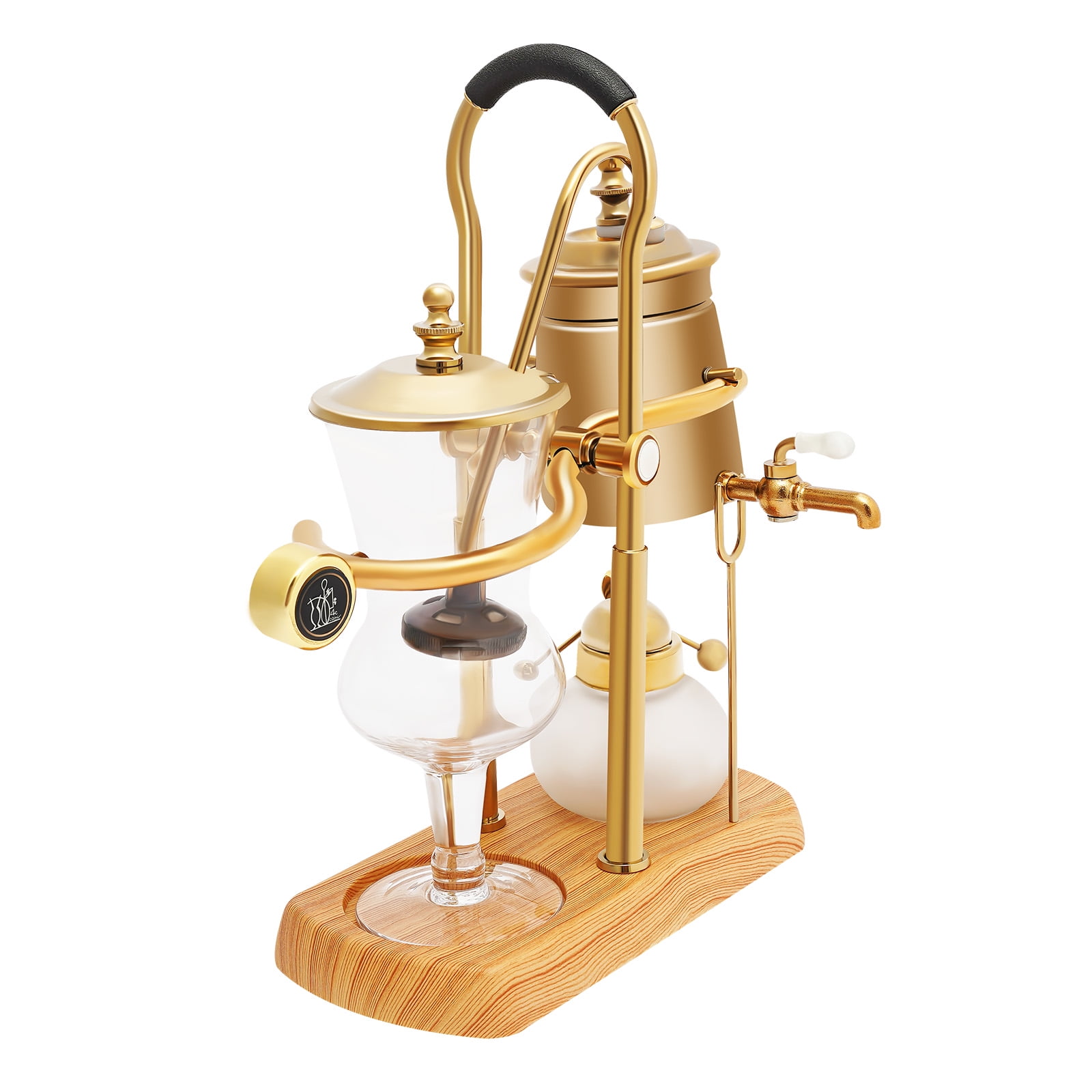 ChicHomey Golden Siphon Coffee Maker, Retro Balance Siphon Coffee Maker,Gravity Brewing,Free-Standing Mount Type,For kitchens, coffee shops