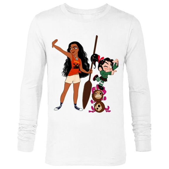Disney Ralph Breaks the Internet Vanellope and Moana T-Shirt - Long Sleeve T-Shirt for Men - Customized-White