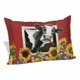 thumbnail image 2 of Cows Sunflowers Pillow Covers King, Spring Botanical Floral Bees Red Barn Soft Brushed Microfiber Breathable Throw Pillow Covers, Pillowcase with Zipper for Couch Sofa Bedroom Living Room 20"x36", 2 of 9