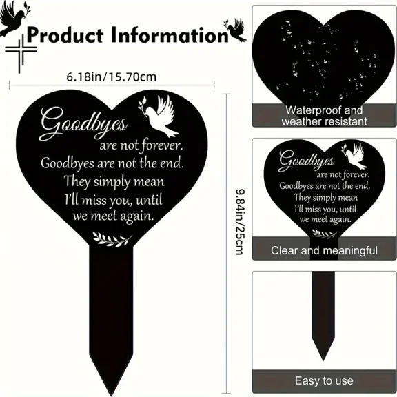 Outdoor Garden Courtyard Sympathetic Cemetery Decoration, Metal Cemetery Marker Memorial Stakes Black Commemorative Plaque