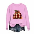 thumbnail image 2 of XPMWRP Women's Halloween Pumpkin Graphic Printed Sweatshirt Crew Neck Loose Long Sleeve Pullover Winter Warm Casual Sweatshirt Pink M, 2 of 3