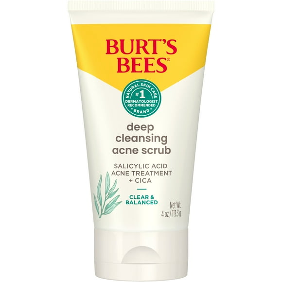 Burts Bees Clear and Balanced Deep Cleansing Acne Face Scrub, 4 Oz