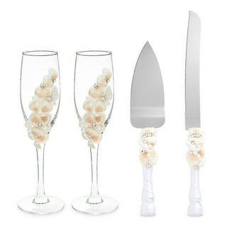 Wedding Champagne Flutes, Wedding Cake Knife and Server Set, Wedding G –  VARLKA