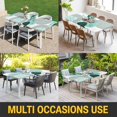 thumbnail image 5 of Boho Geometric Table Cloths for 8 Foot Rectangle Tables, Aqua Ethnic Abstract Stripes Leaves Patio Waterproof Elastic Fitted Tablecloths, Washable Rectangular Table Cover for Camping, 5 of 8