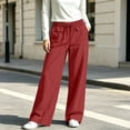 thumbnail image 4 of Tqcoqu Wide Leg Palazzo Pants for Women, Casual Drawstring Flowy Beach Linen Trousers with Pockets for Vacation Daily, 4 of 7