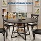 thumbnail image 5 of Yeshouse mesa de comedor redonda para 4-6 personas, mesa circular de madera con base metálica y estante de almacenamiento, ideal para cocina o comedor, diseño moderno y funcional (sin sillas), 5 of 7