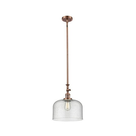 

Antique Copper Tone Mini Pendants 12 Wide Seedy Glass Steel/Cast Brass Medium Base LED 1 Light Fixture