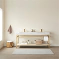 thumbnail image 2 of Funes 72" Double Sink Bathroom Vanity in Brushed Gold Frame White Top No Mirror, 2 of 8