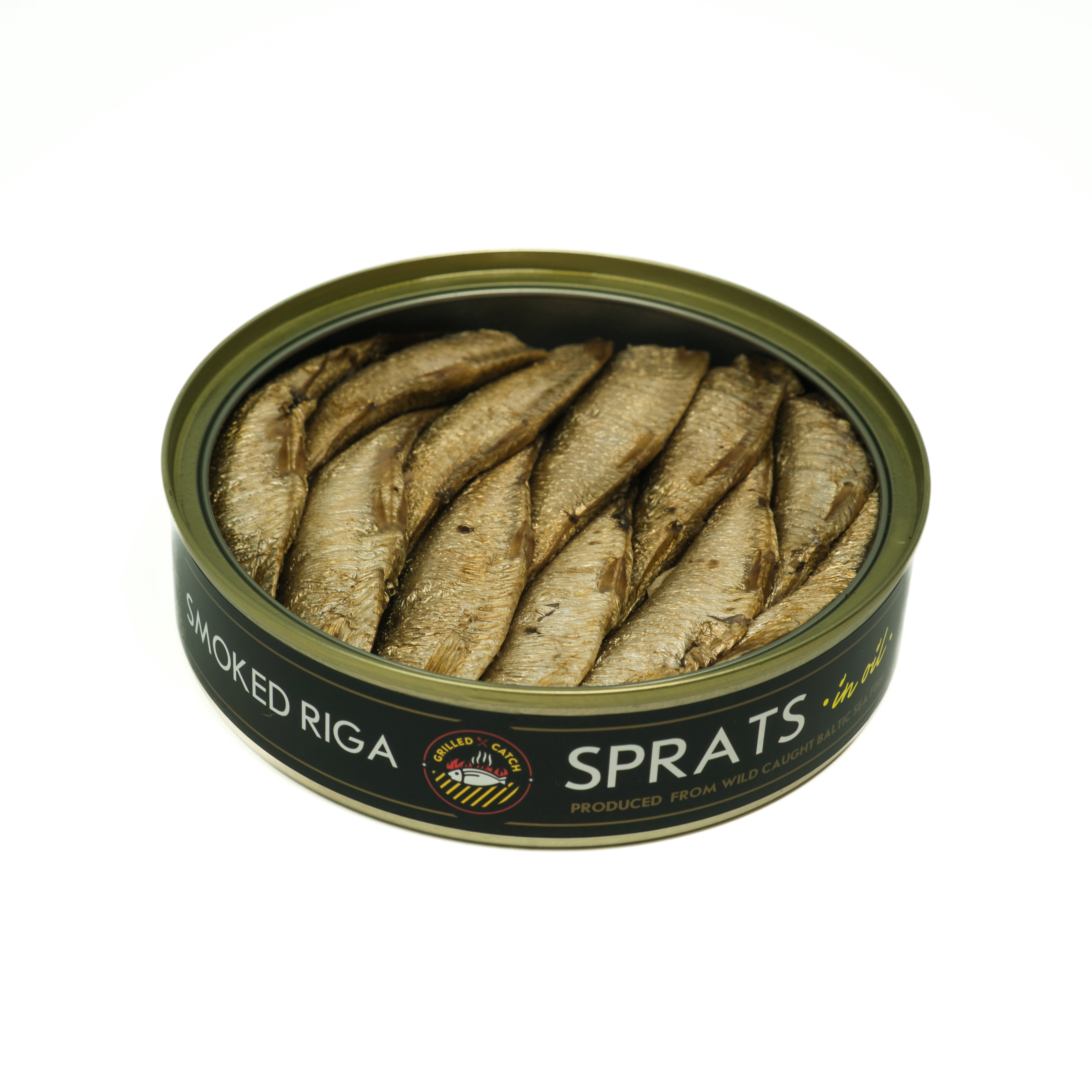 Grilled Catch Smoked Riga Sprats, Brisling Sardines in oil 5.6 oz (Pack of 10)