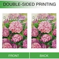 thumbnail image 3 of Welcome Spring Summer Hydrangea Garden Flag Double Sided, Pink Floral Flower Decorative Yard Outdoor Home Small Decor, Seasonal Burlap Outside House Decoration 12.5 x 18, 3 of 6
