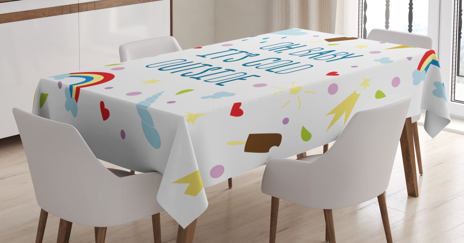 Oh Baby Tablecloth, Oh Baby It's Cold Outside Ironic Joke Phrase with