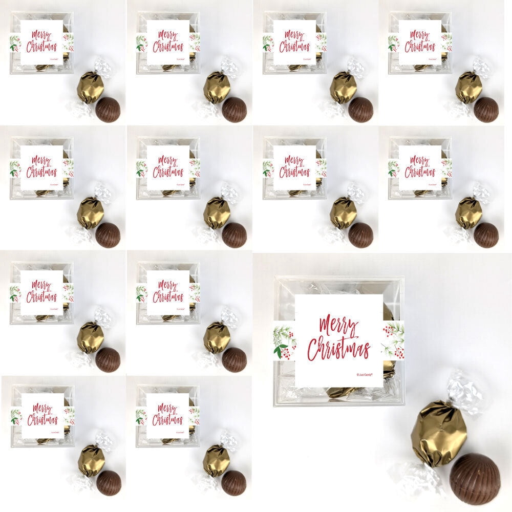 24 Pack Botanical Merry Christmas Candy Cube Filled With Dubai Truffles For Gifting, Favors & More