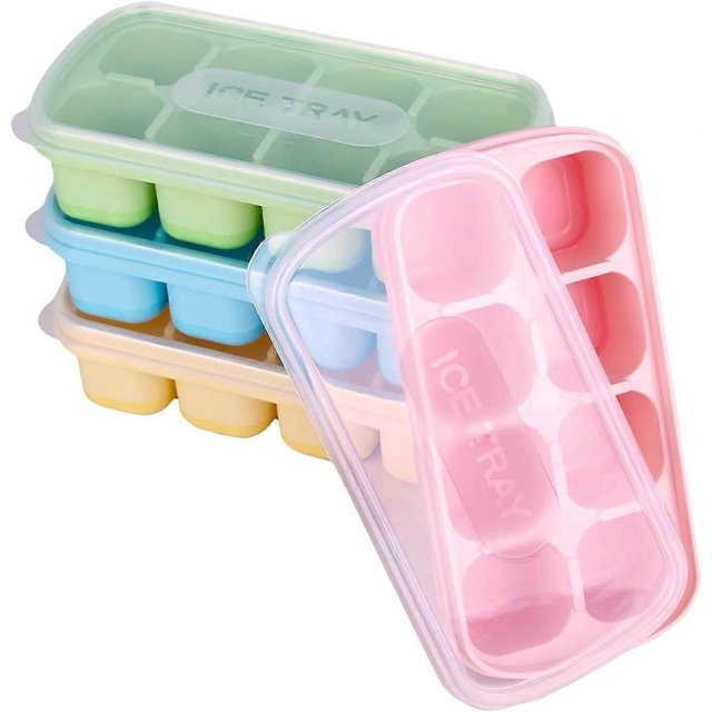 KAIYANG paquetes de bandejas para cubitos de hielo, moldes de silicona para helado fáciles de quitar con tapas extraíbles
