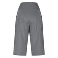 thumbnail image 6 of iHPH7 Women's Pedal Pushers Casual Capri Pants Elastic Drawstring Waist Cargo Pockets Side Slits Relaxed Fit Lightweight Summer Lounge Shorts Comfy Daily Vacation Cropped Pants Light Gray M, 6 of 8