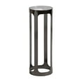 thumbnail image 5 of Kate and Laurel Dahl Modern Round Glass Top Outdoor Drink Table, 8 x 8 x 23, Clear Glass and Gray Gunmetal, Circle Pedestal Patio Mini Table for Living Room Plant Stand or Small Bedroom Nightstand, 5 of 9