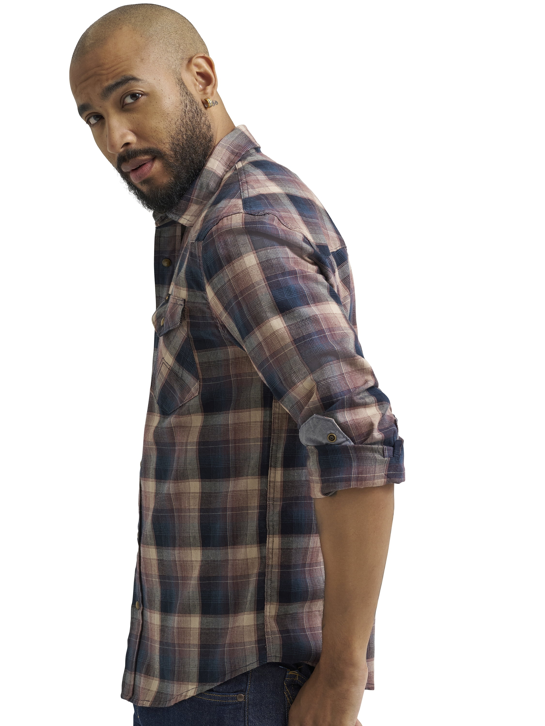 Wrangler® Men's and Big Men's Regular Fit Long Sleeve Fashion Twill Plaid Shirt, Sizes S-2XL