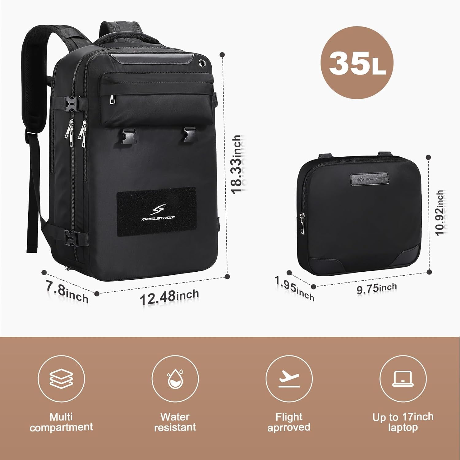 Maelstrom Travel Backpack for Women Men,25L /35L Laptop Backpack