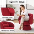 thumbnail image 4 of Wiilayok Swivel Barrel Chair, Teddy Upholstered Accent Armchairs Comfy 360° Swivel Lounge Sofa Armchair for Living Room Bedroom Reading,Red, 4 of 8
